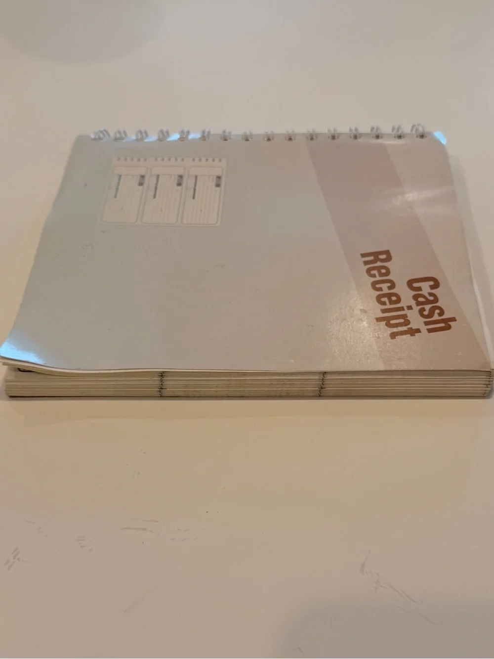 Cash Receipt Spiral Notebook - White with Brown Text